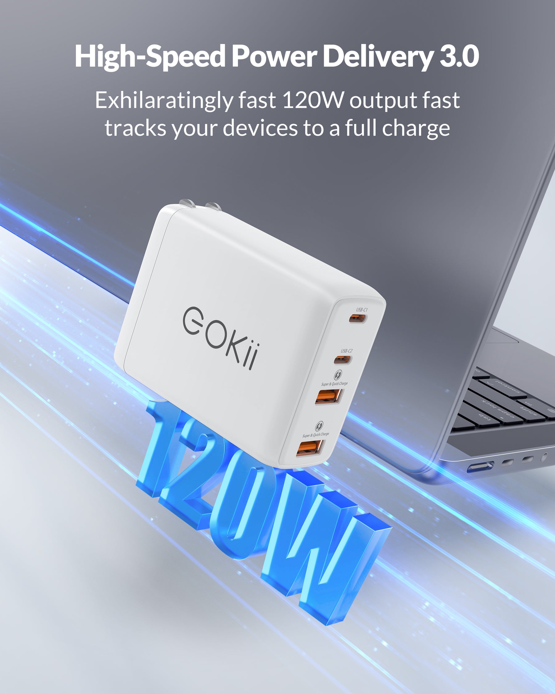 GaN III 120W 4-Port USB C Fast Charging Station