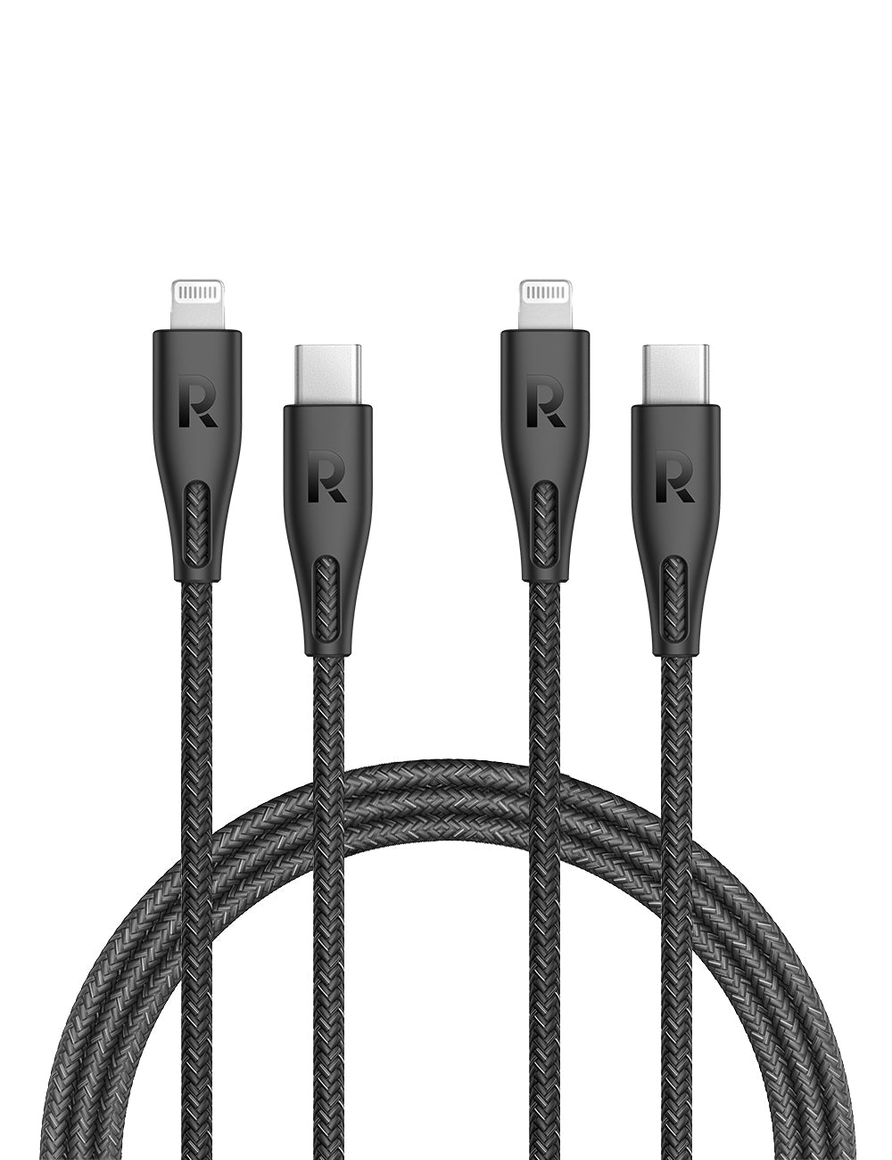 2 Pack RAVPower Type-C to Lightning Cable 1.2m Nylon Black RP-CB1017