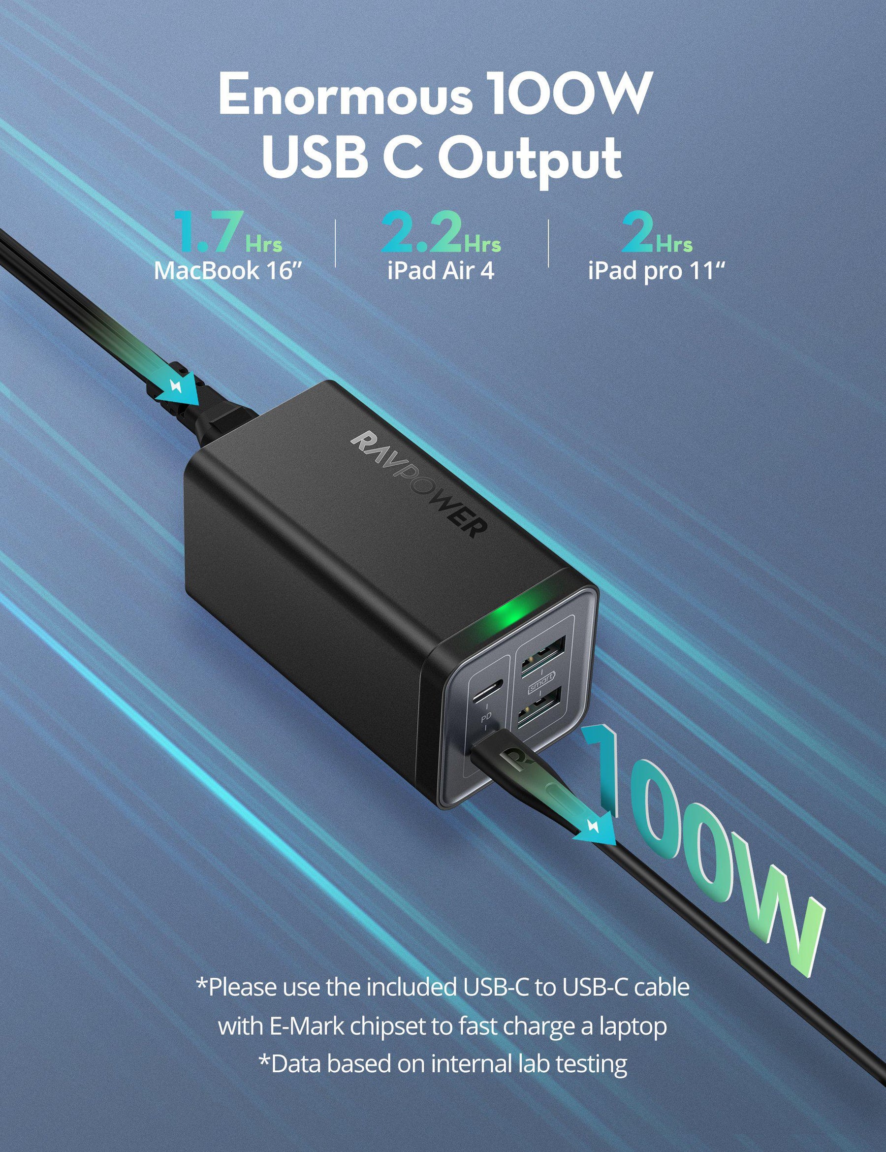 120W 4-Port Desktop USB Charging Station-RAVPower