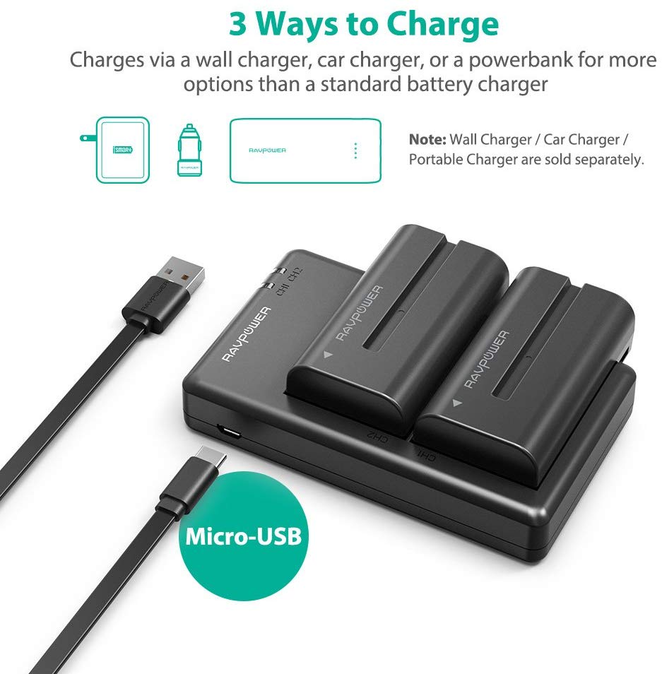 NP-F550 Battery Charger for Sony-RAVPower