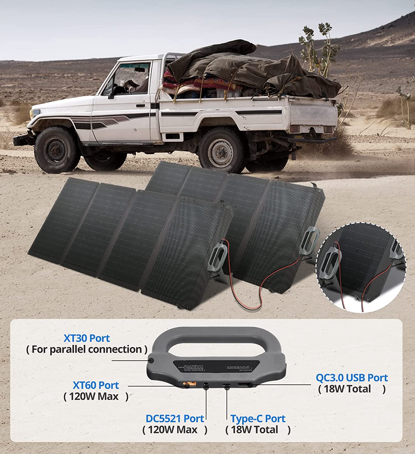 RAVPower VATID 120W Foldable Solar Panel Kit,Portable Solar Charger