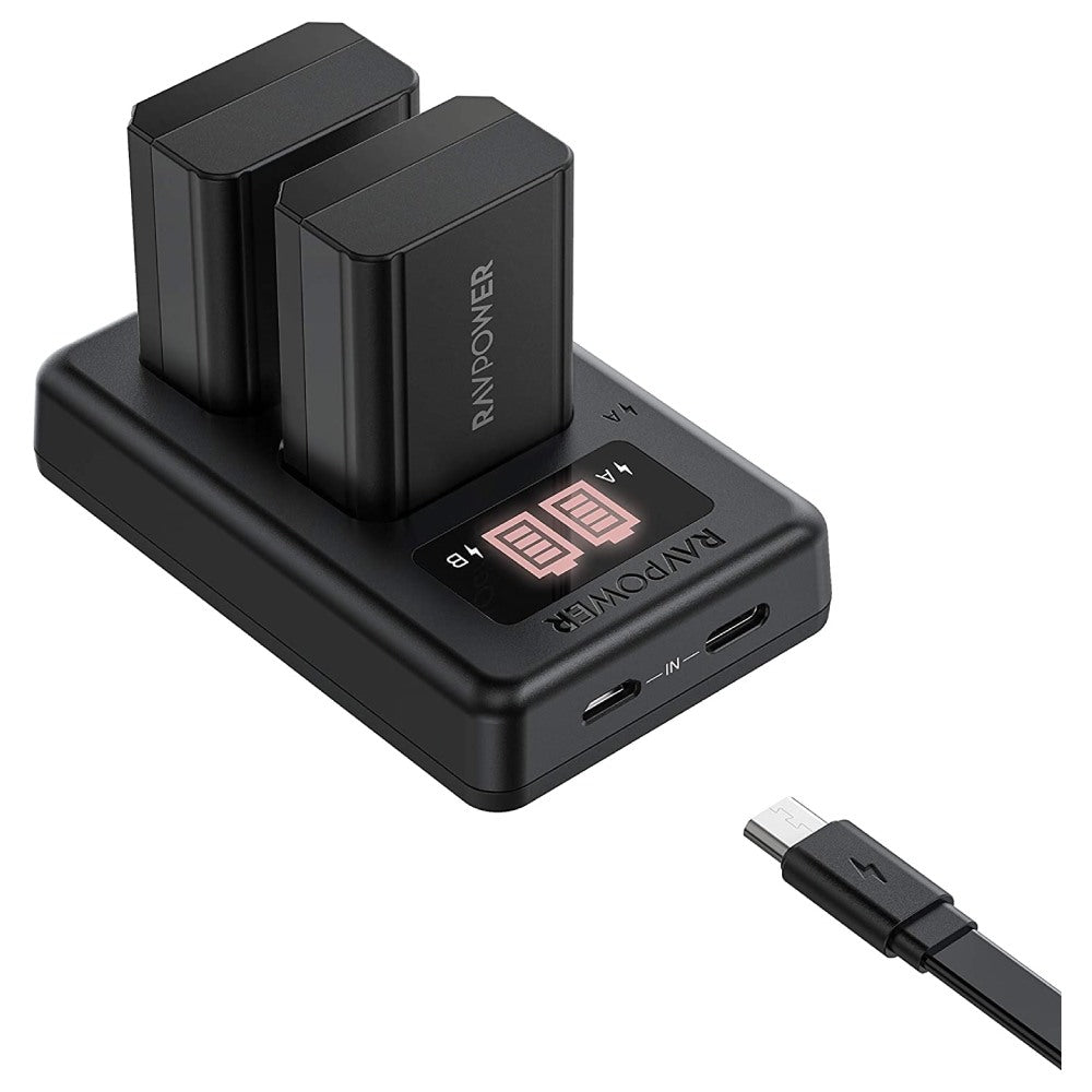 spejder Rejse Alabama RAVPower NP-FW50 Camera Battery Charger Set for Sony