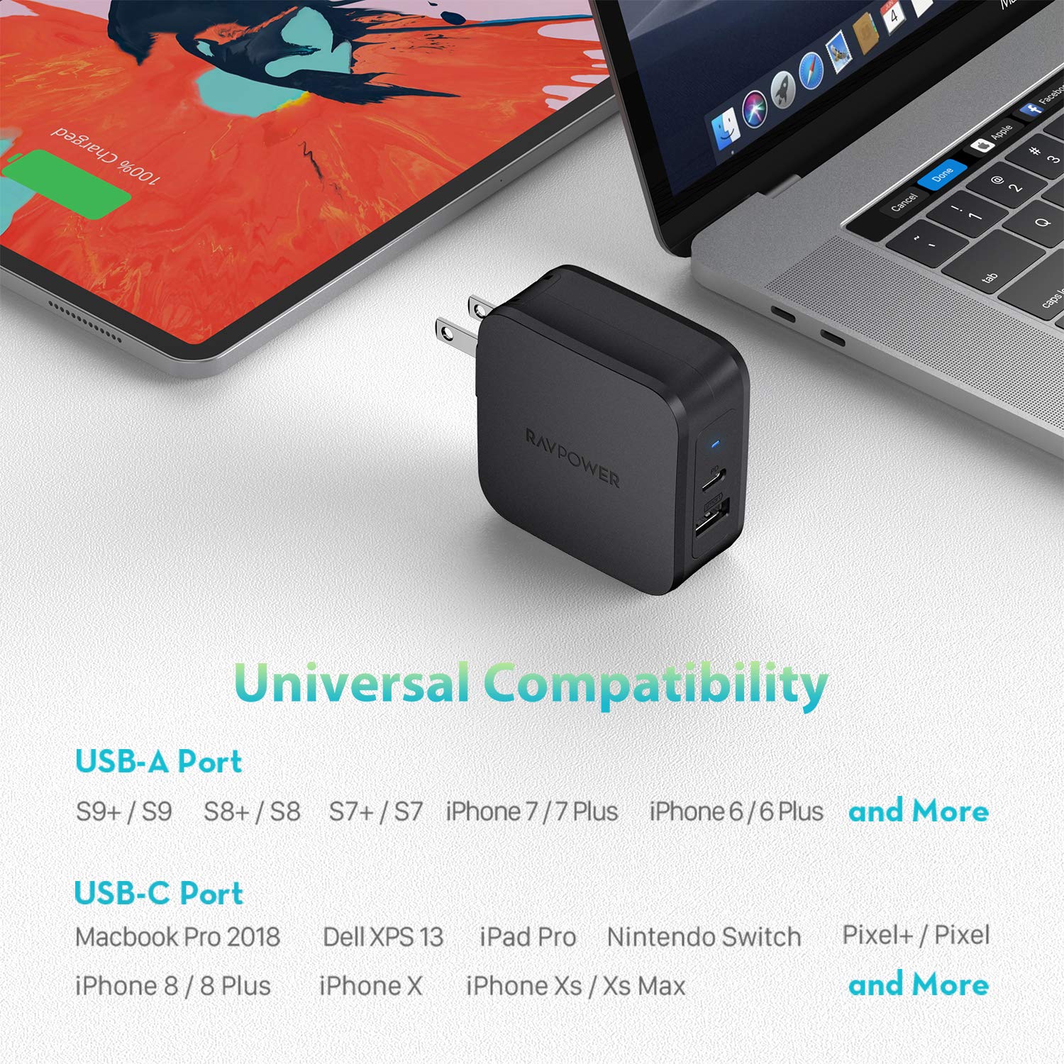 iPhone12 PD Pioneer 61W 2-Port USB C Wall Charger-RAVPower