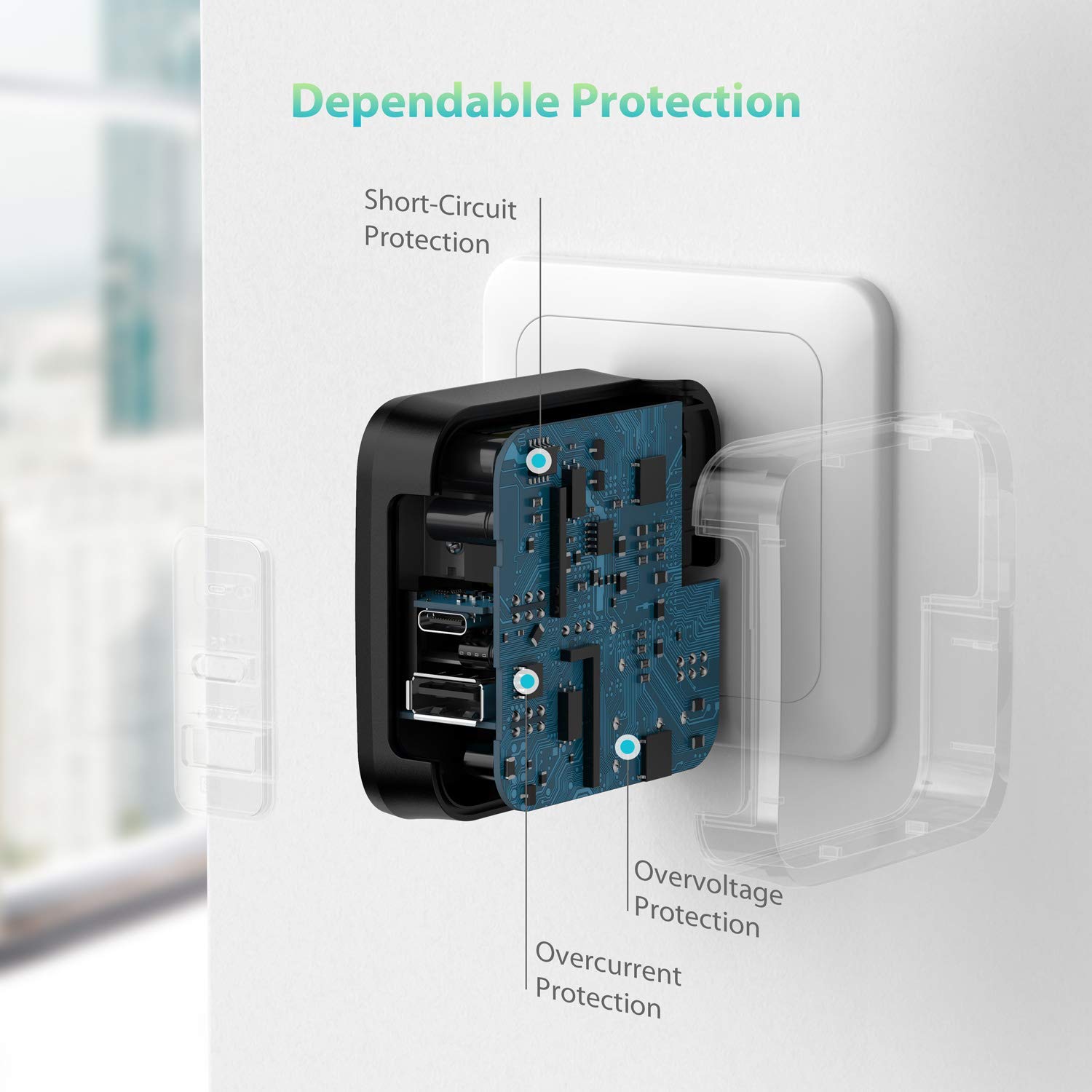 iPhone12 PD Pioneer 61W 2-Port USB C Wall Charger-RAVPower