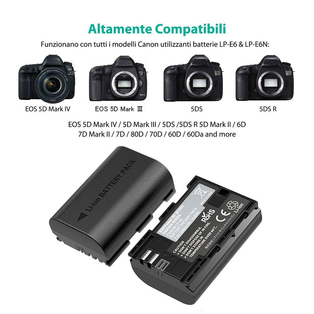 LP-E6 LP E6N Rechargeable Battery Charger Set-RAVPower
