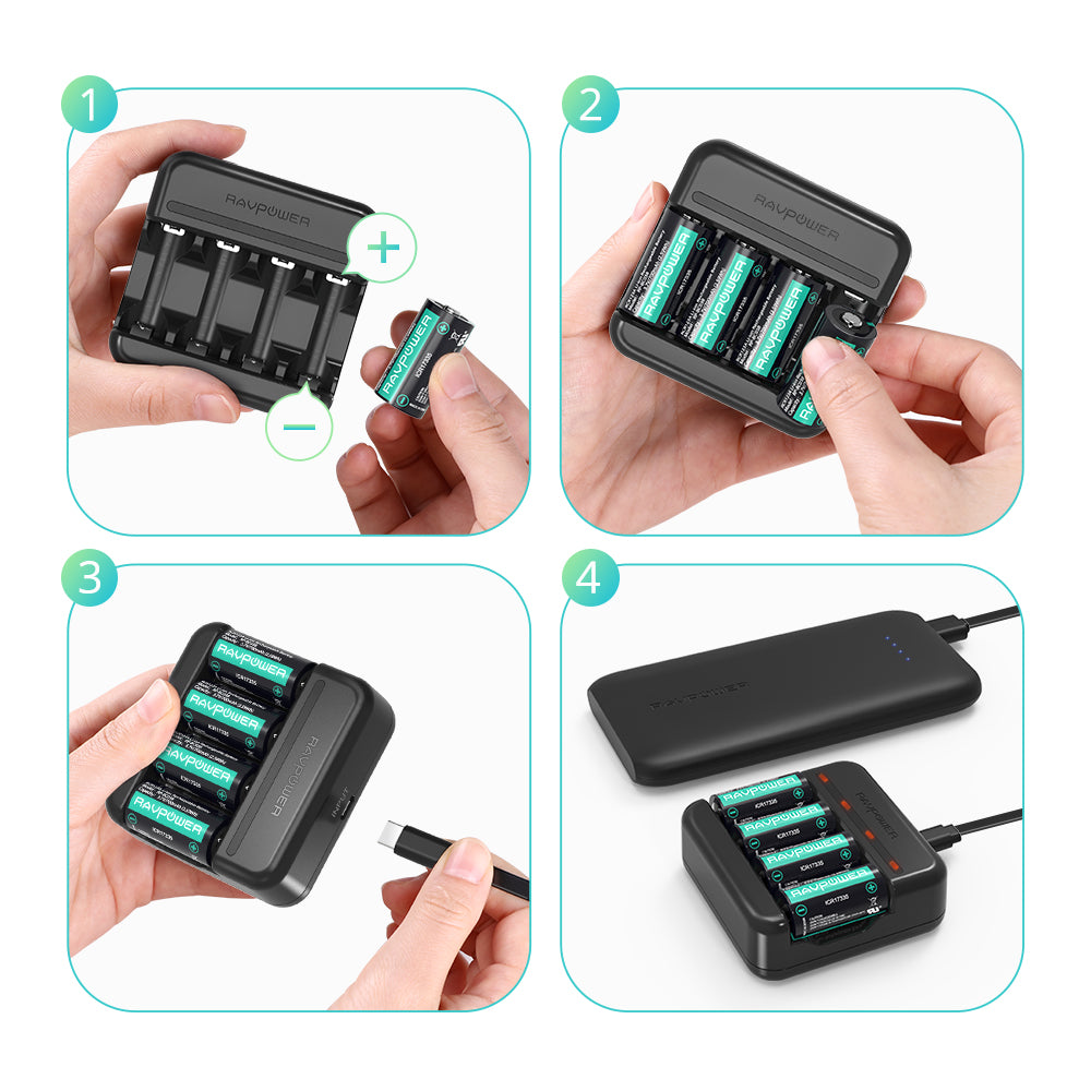 CR123A Rechargeable Battery With a USB Cable-RAVPower