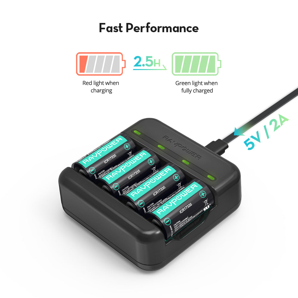 CR123A Rechargeable Battery With a USB Cable-RAVPower