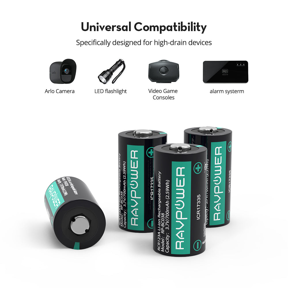 CR123A Rechargeable Battery With a USB Cable-RAVPower