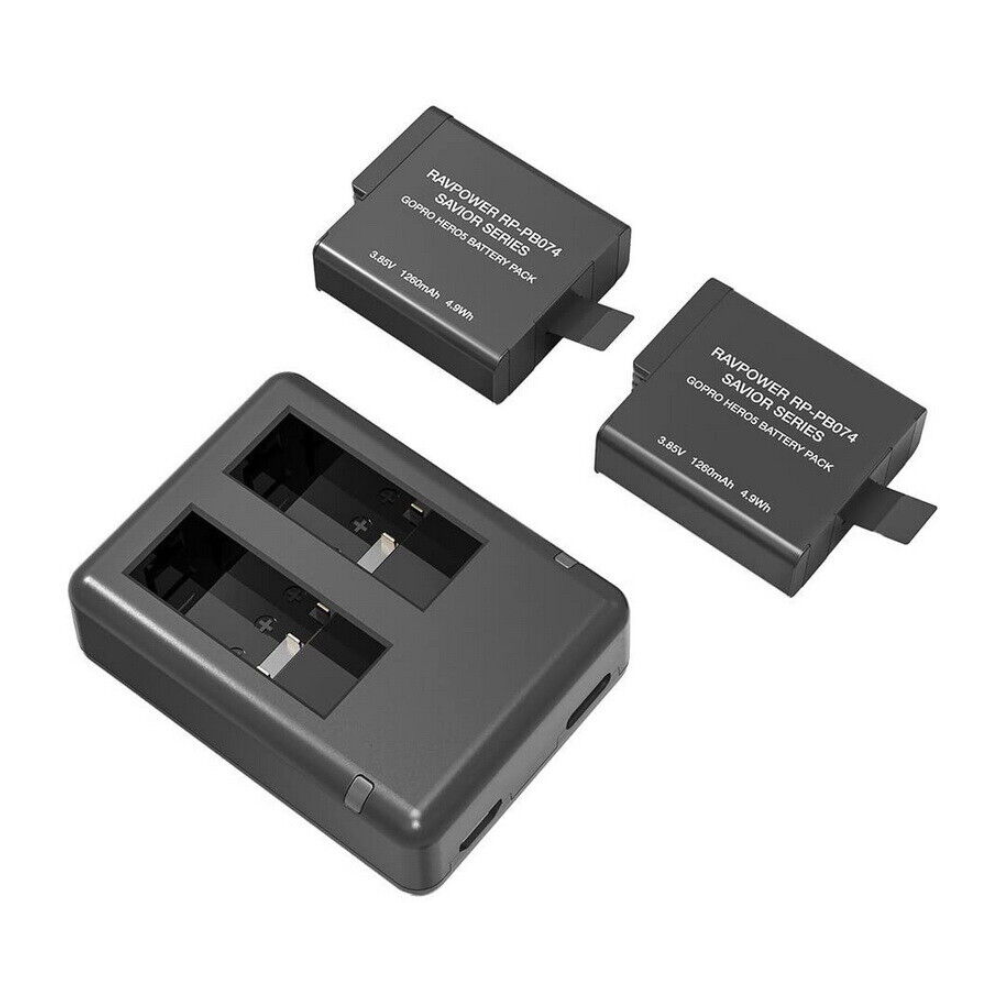 RAVPower Battery Charger Set For GoPro HERO7 HERO6 HERO5 PB59