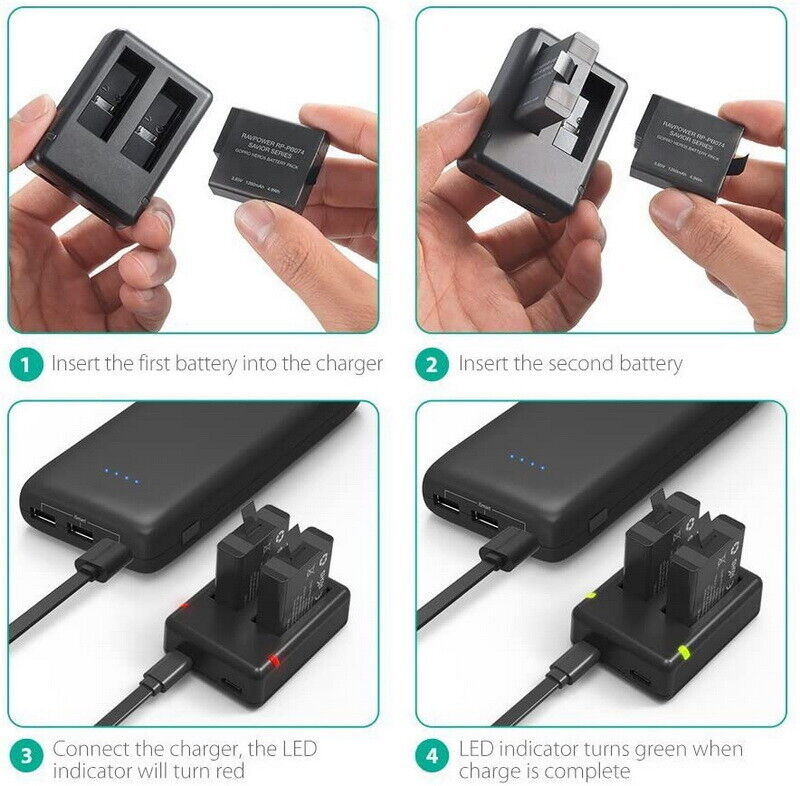 RAVPower RP-PB074 2-Pack Battery & Charger For GoPro HERO7 HERO6 HERO5 PB59