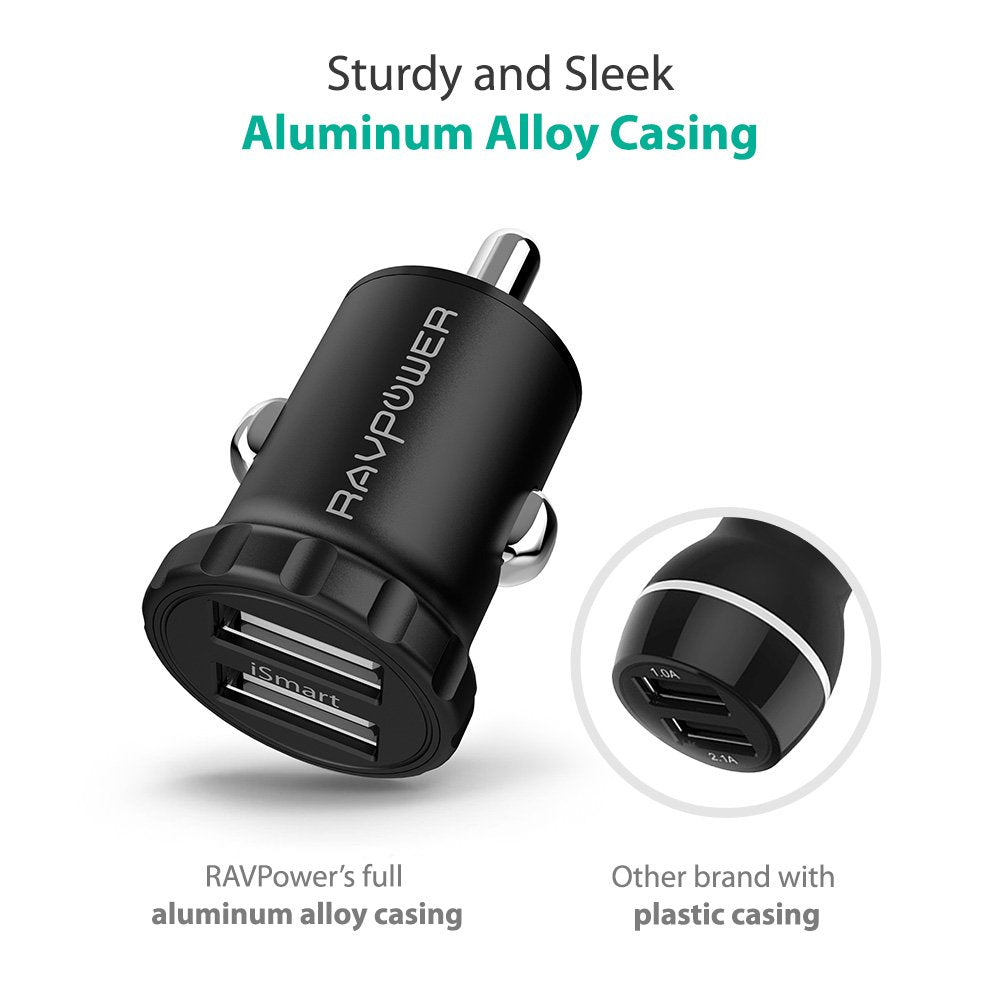 24W 4.8A Mini Dual USB Car Adapter 2-Port Car Charger-RAVPower
