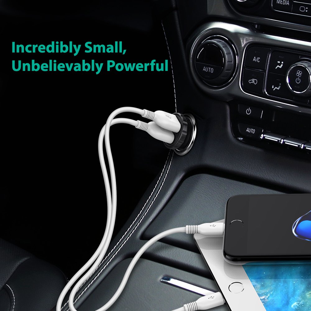 24W 4.8A Mini Dual USB Car Adapter 2-Port Car Charger-RAVPower