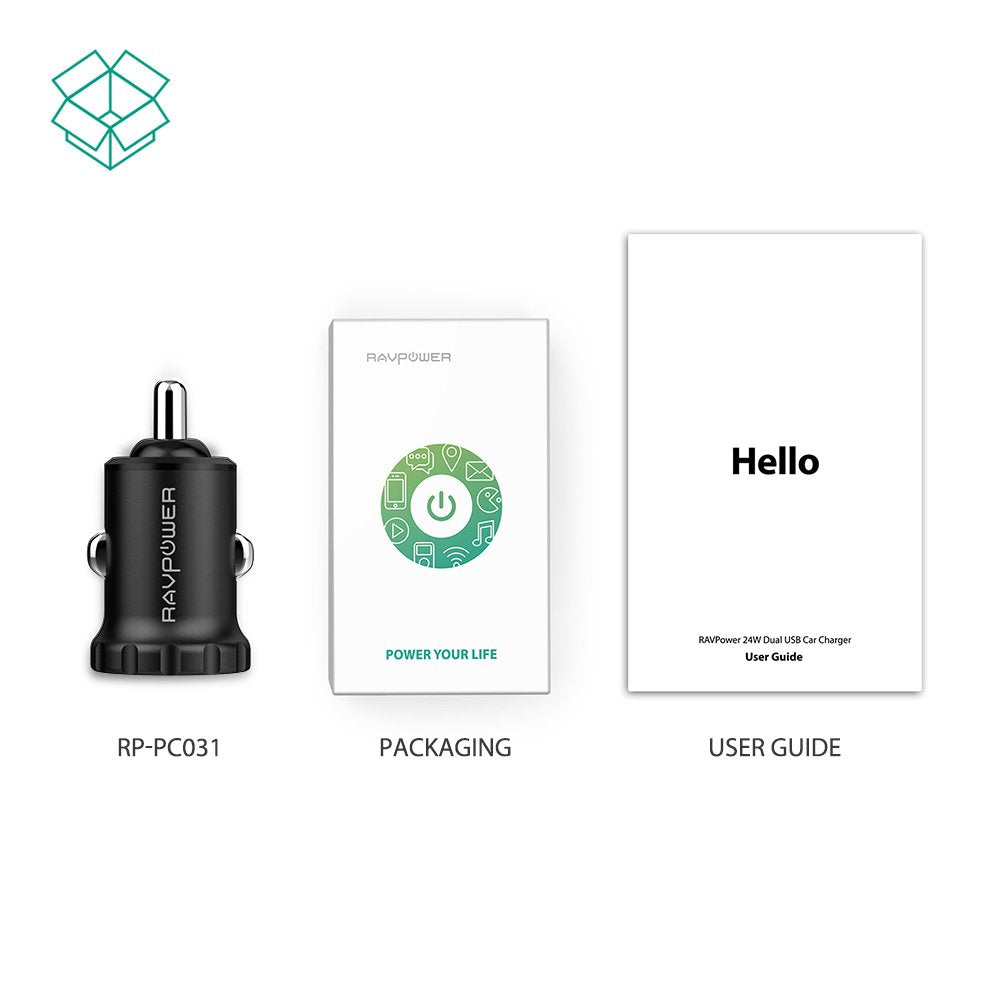 24W 4.8A Mini Dual USB Car Adapter 2-Port Car Charger-RAVPower