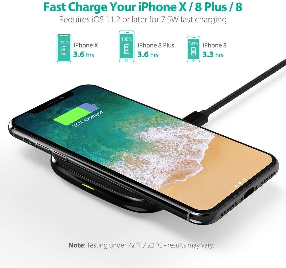Fast Wireless Charger Qi-Certified 10W Charging Stand-RAVPower