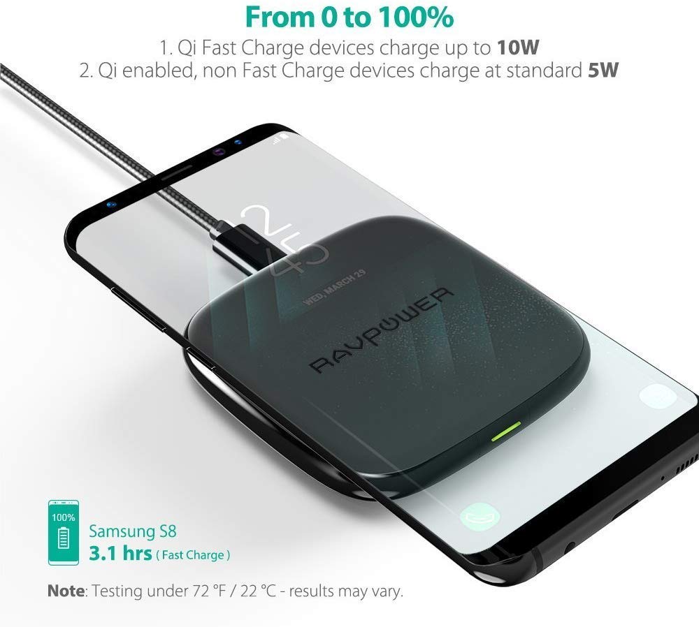 Fast Wireless Charger Qi-Certified 10W Charging Stand-RAVPower