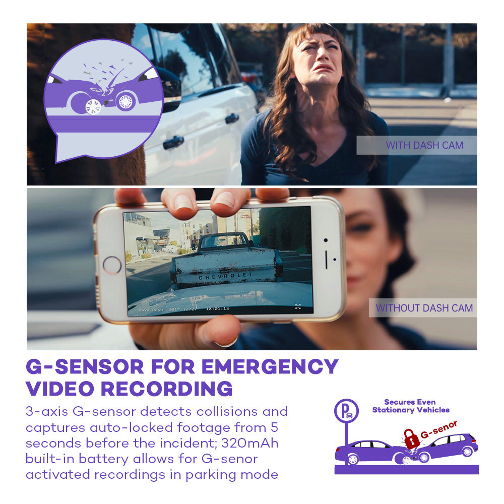VAVA 1080P Dash Cam Wireless Connection WiFi