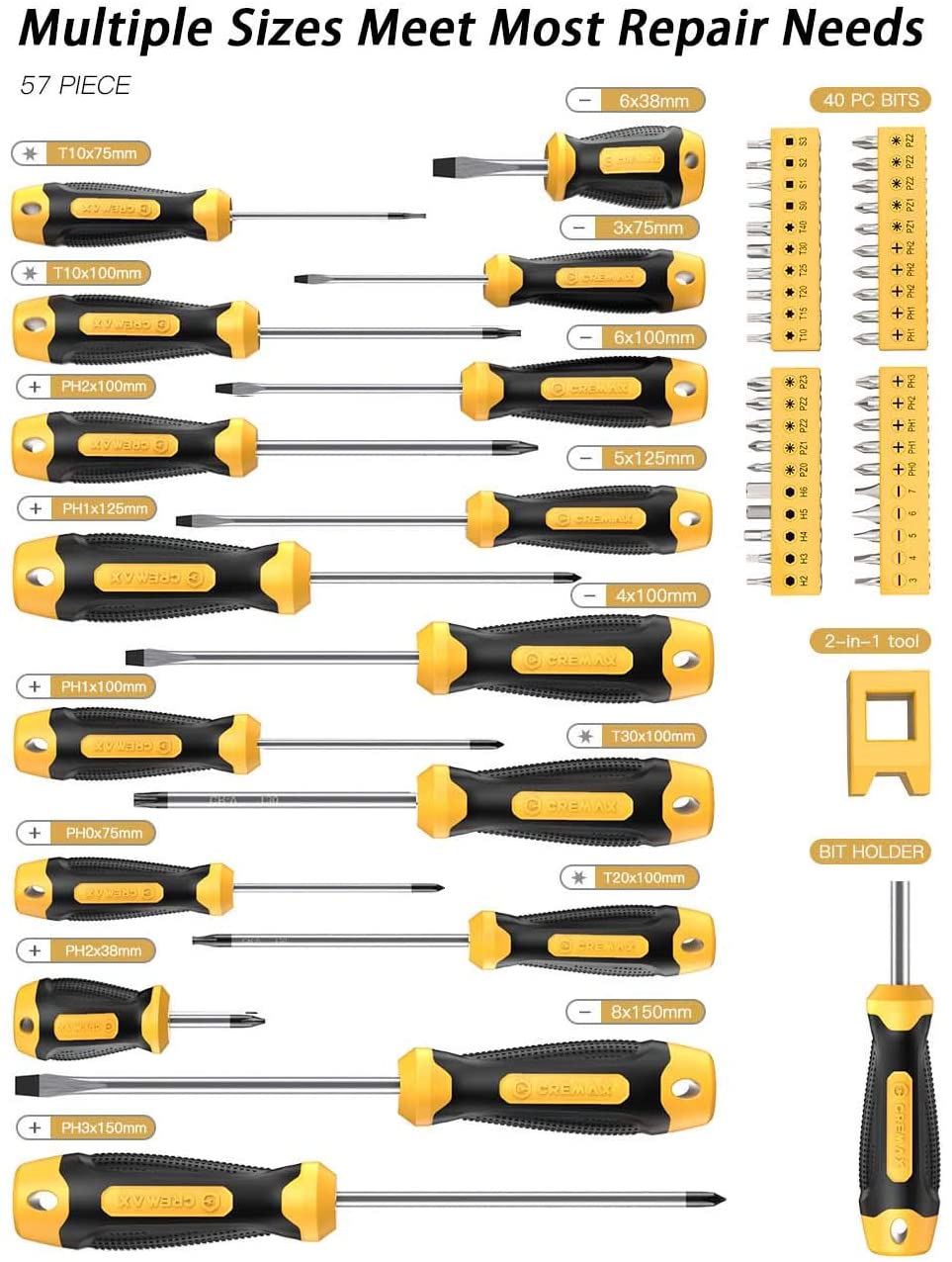 Magnetic Screwdriver Set 57 PCS Includes Slotted/Phillips/Torx Mini Precision Screwdriver-RAVPower