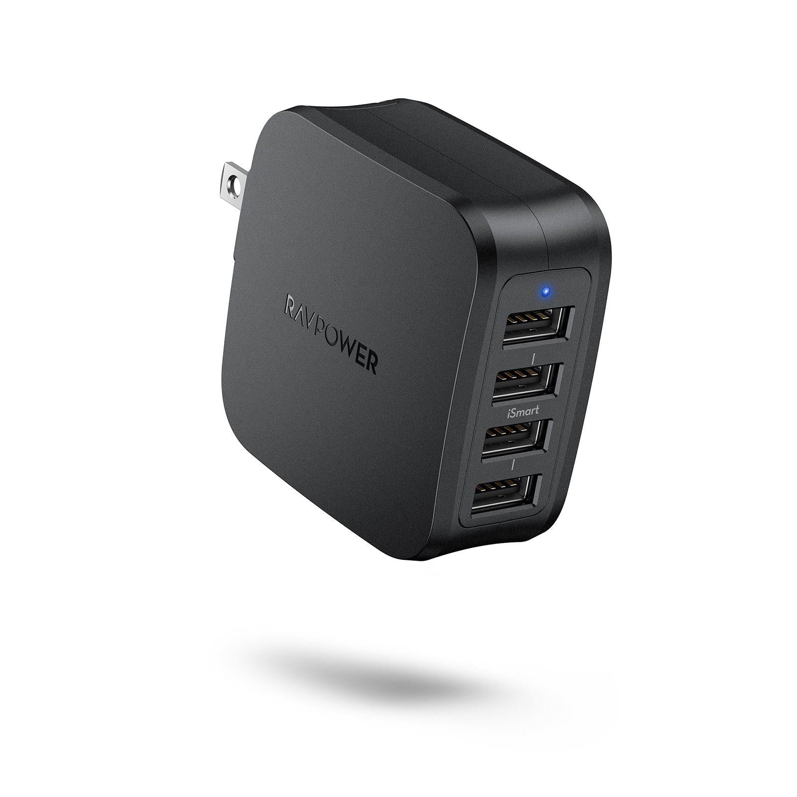 Jeg var overrasket realistisk Hold op RAVPower USB Wall Charger 40W 8A 4-Port with Foldable Plug, iPhone Cha
