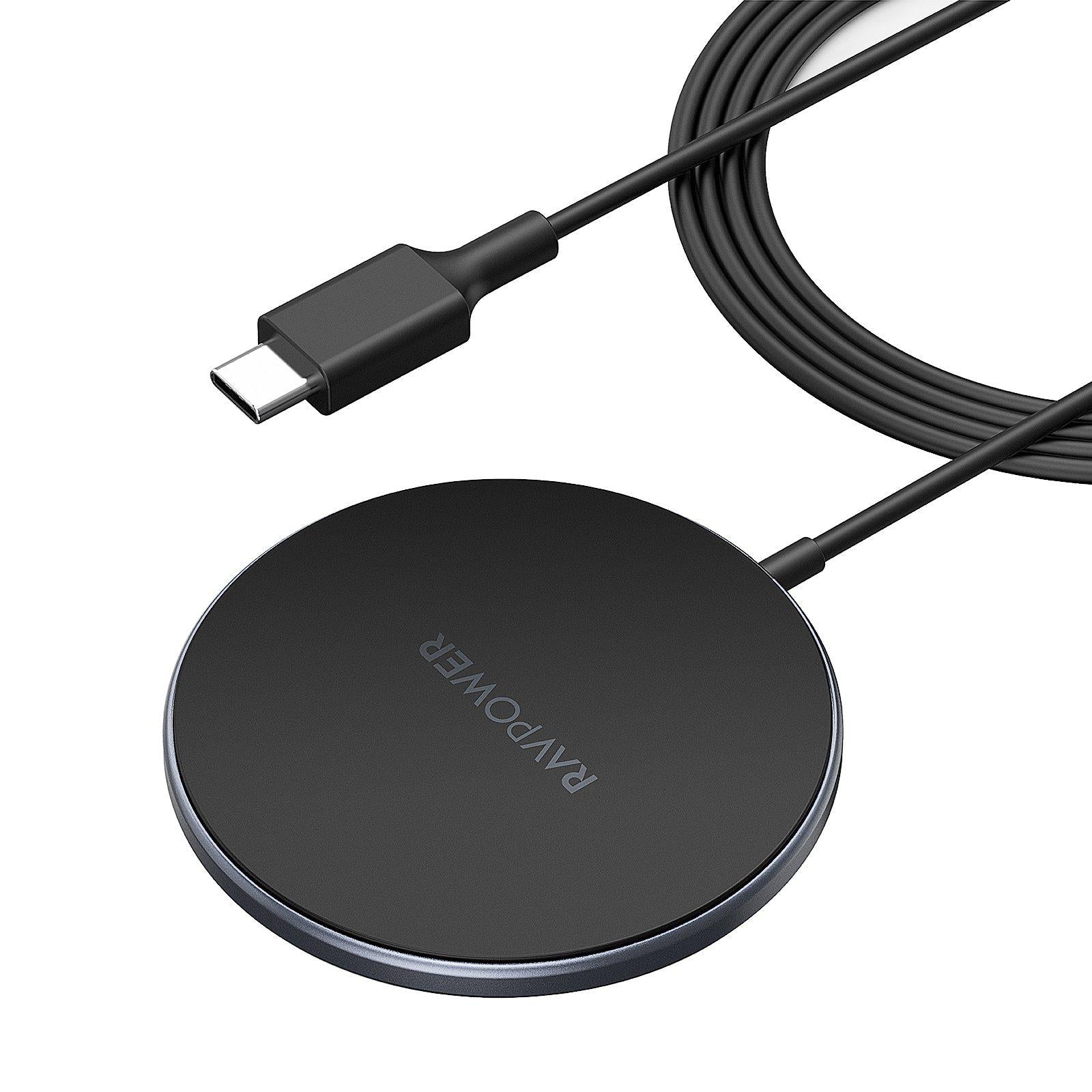 Magnetic Wireless Charger for iPhone 12, Wireless Charging Pad with 5ft Cable with USB-C Connector-RAVPower