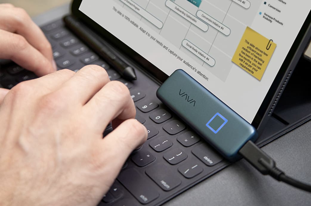 Portable Solid-State Drive (SSD) Touch /Fingerprint security and 540MB/s transfer speed-RAVPower