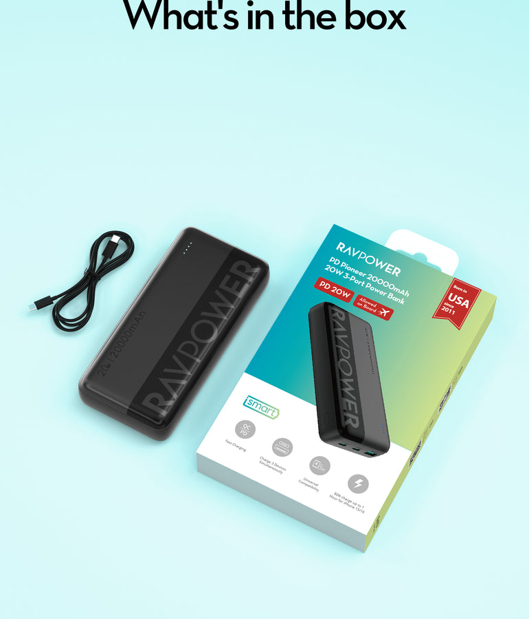 RAVPower RP-PB1229 PD Pioneer 20000mAh 20W Power Bank Black