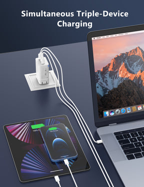 GaN III 65W 3-Port USB C Charger Adapter