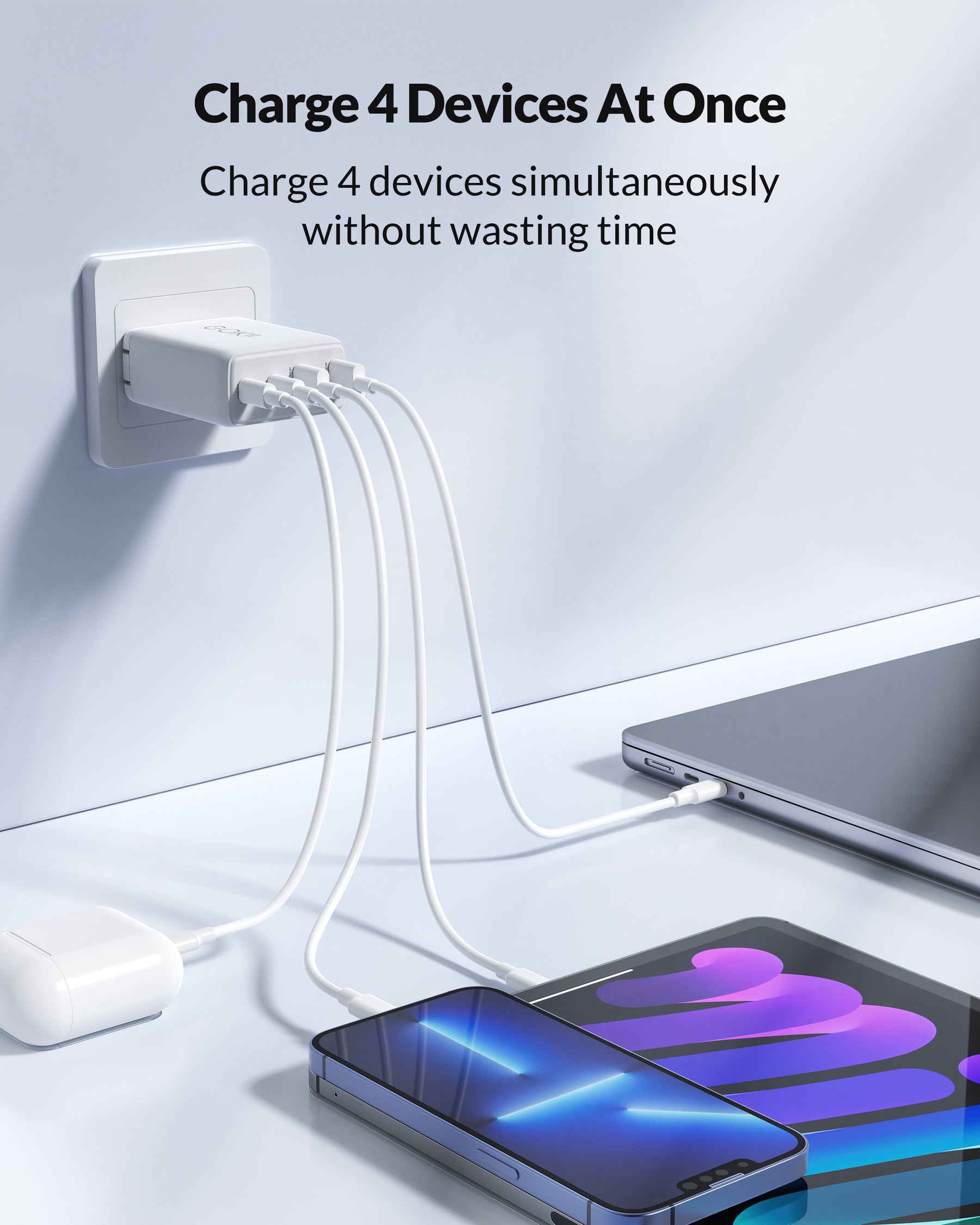 Chargeur mural GaN 120W USB-C Power Delivery ™ 3.0 & USB-A charge rapide  câble