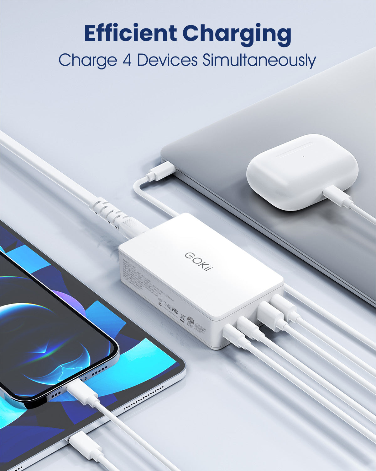 2-Pack Eokii 78W 4-Port PD Fast USB C Wall Charger