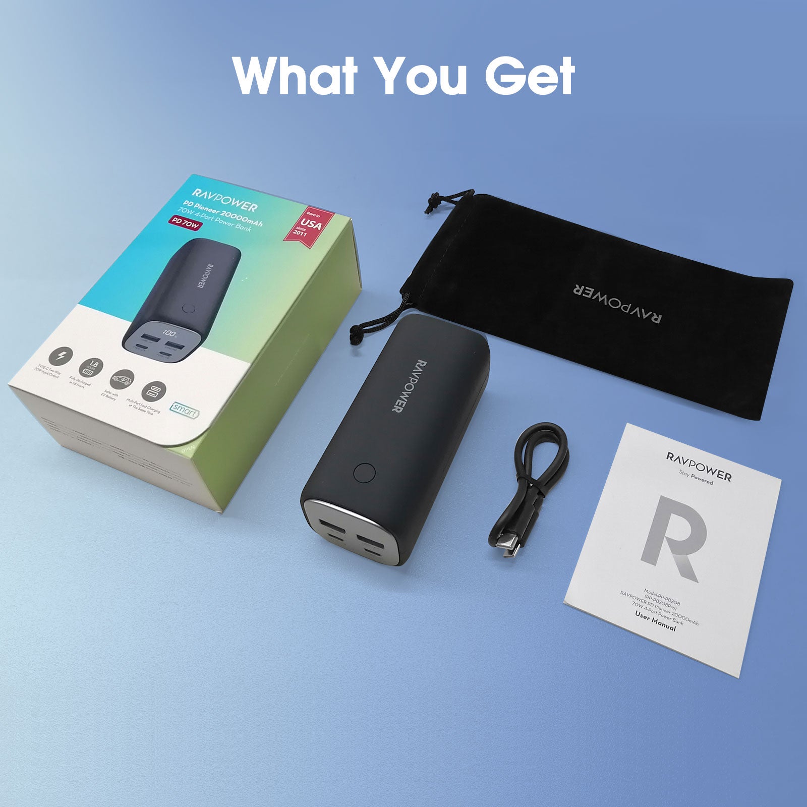 RAVPower RP-PB208Pro PD Pioneer 20000mAh 70W 4-Port Power Bank