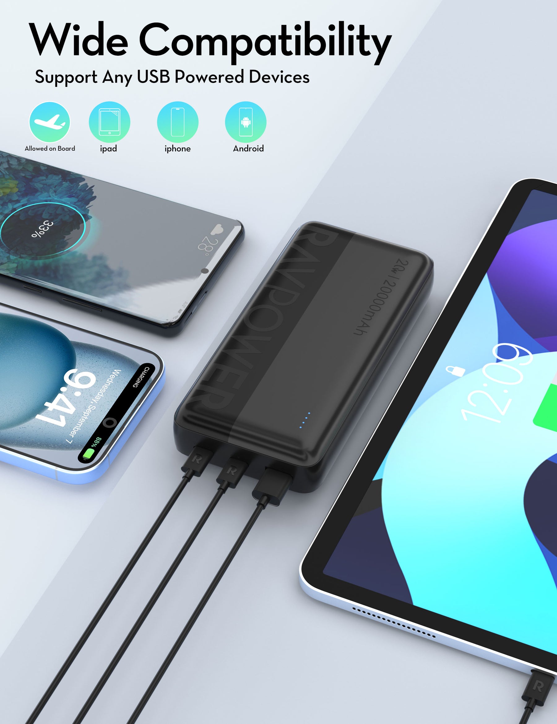 RAVPower RP-PB1229 PD Pioneer 20000mAh 20W Power Bank Black