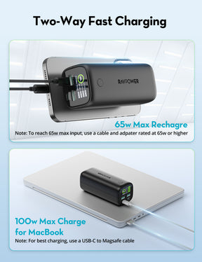 RAVPower RP-PB208Ultra PD Pioneer 20000mAh 100W Smart Digital Display Power Bank Black