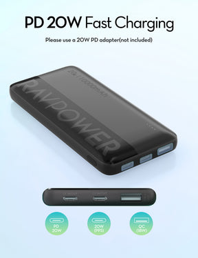 RAVPower RP-PB1228 PD Pioneer 10000mAh 20W Power Bank Black
