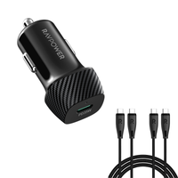 RP-VC1020 Car Chargers + 2 Pack RP-CB1037 60W C-C 1.2M USB2.0 3A Cable