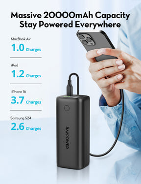 RAVPower RP-PB208Ultra PD Pioneer 20000mAh 100W Smart Digital Display Power Bank Black
