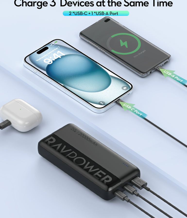 RAVPower RP-PB1229 PD Pioneer 20000mAh 20W Power Bank Black