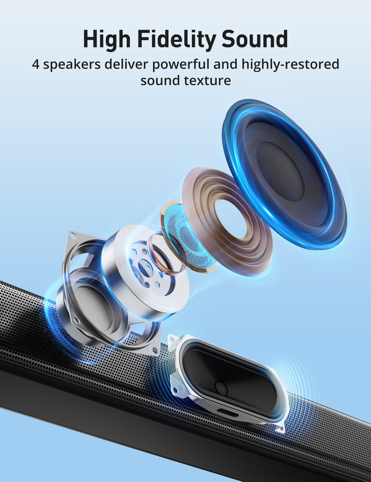 Evatronic Sound Bar for TV SK011, 32-inch Stereo 50W Sound Bar TV Speaker