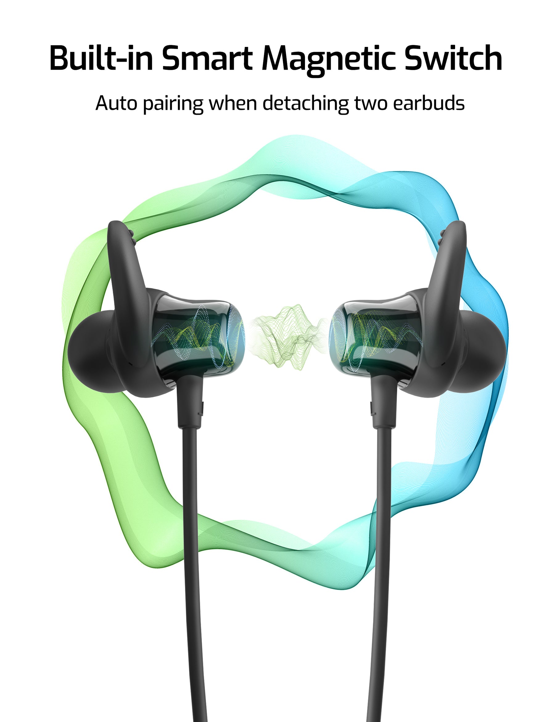 RavPower RP-BH1003 wireless in-ear neckband sports earphones with hook