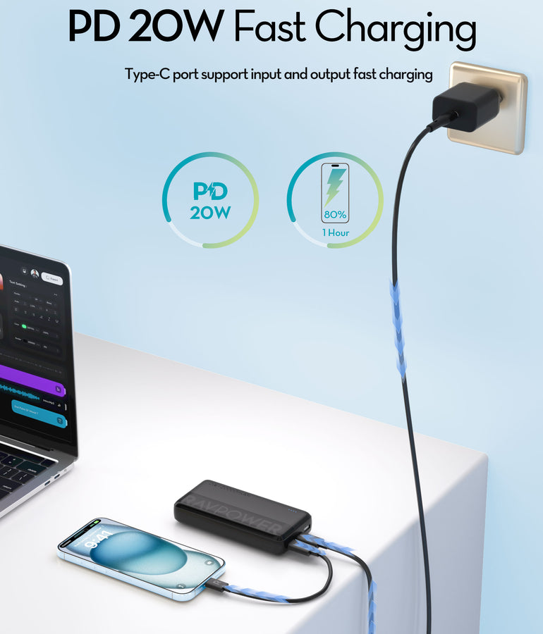 RAVPower RP-PB1229 PD Pioneer 20000mAh 20W Power Bank Black