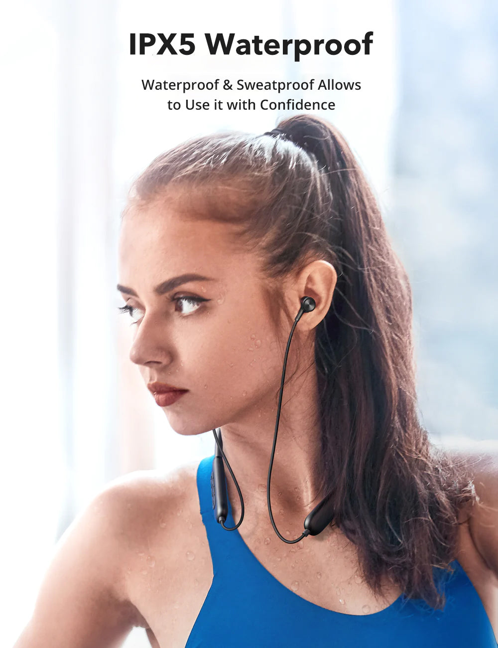 RAVPower RP-BH1008 Bluetooth Earbuds Wireless In-ear Neckband Sports Earphones with Hook