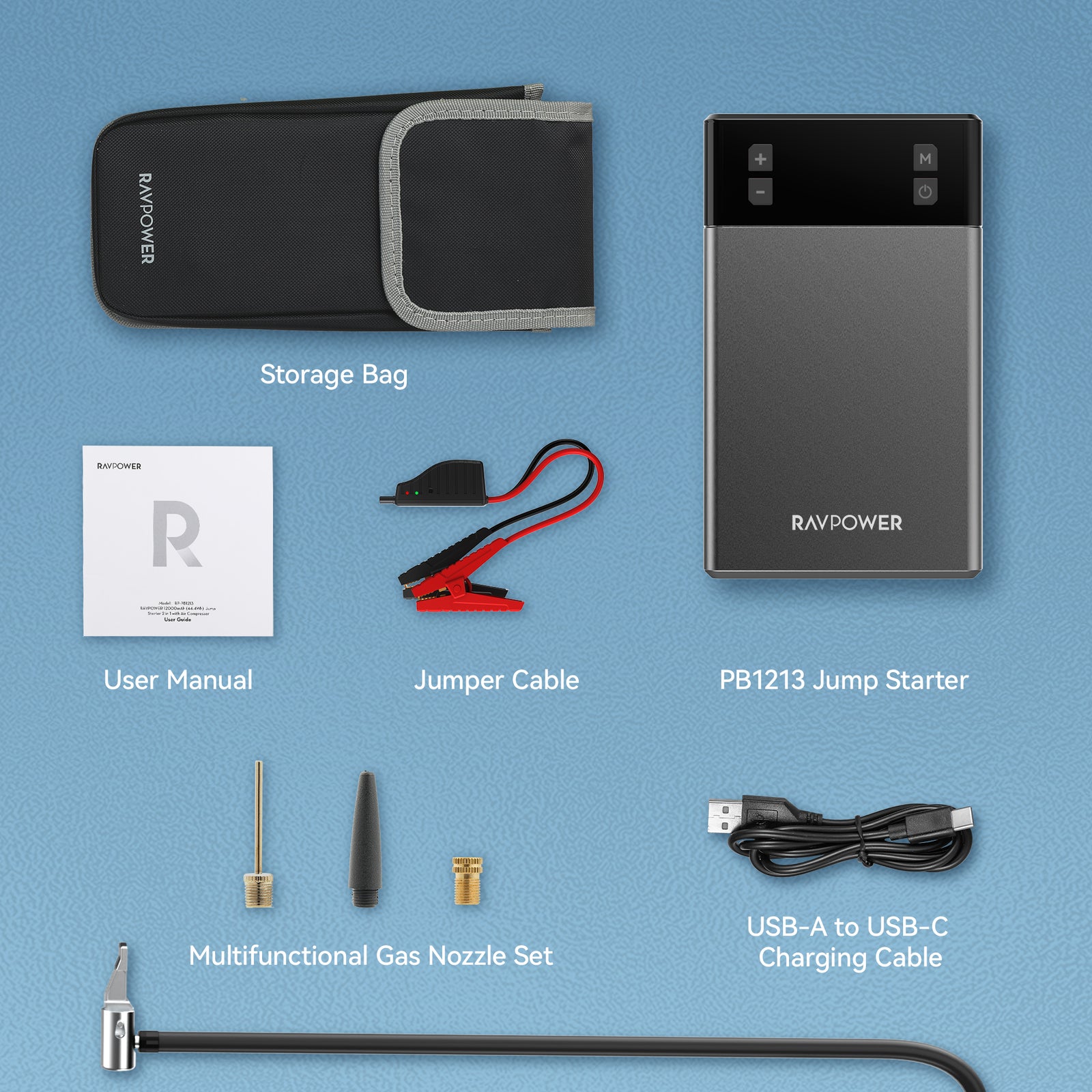 RAVPower RP-PB1213 12000mAh Jump Starter with Air Compressor