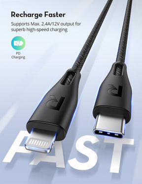 RAVPower Type-C to Lightning Cable 1.2m Nylon Black  RP-CB1017