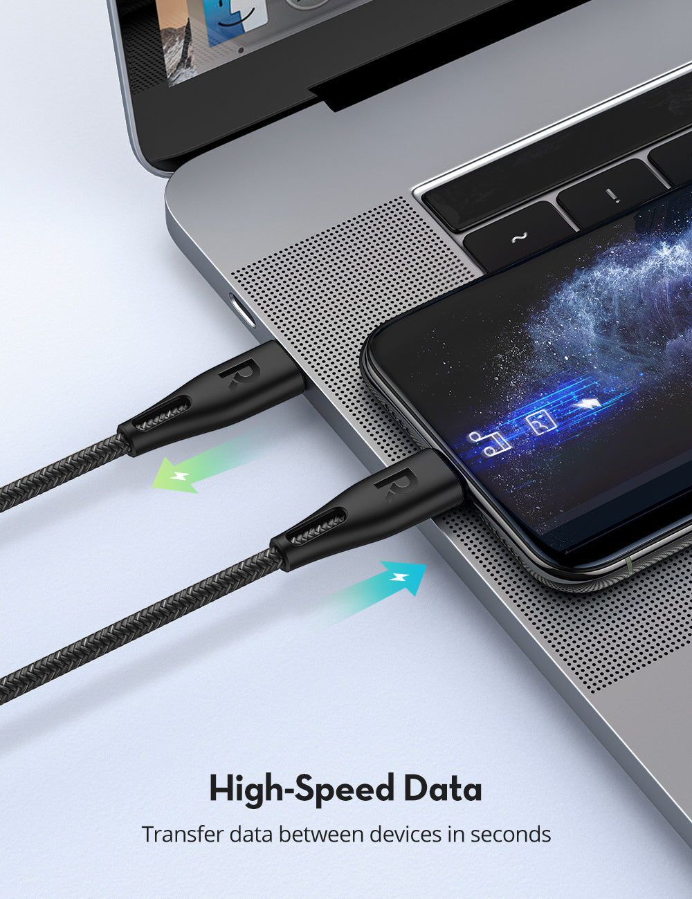 RAVPower Type-C to Lightning Cable 1.2m Nylon Black RP-CB1017