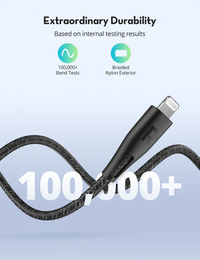 RAVPower Type-C to Lightning Cable 1.2m Nylon Black  RP-CB1017