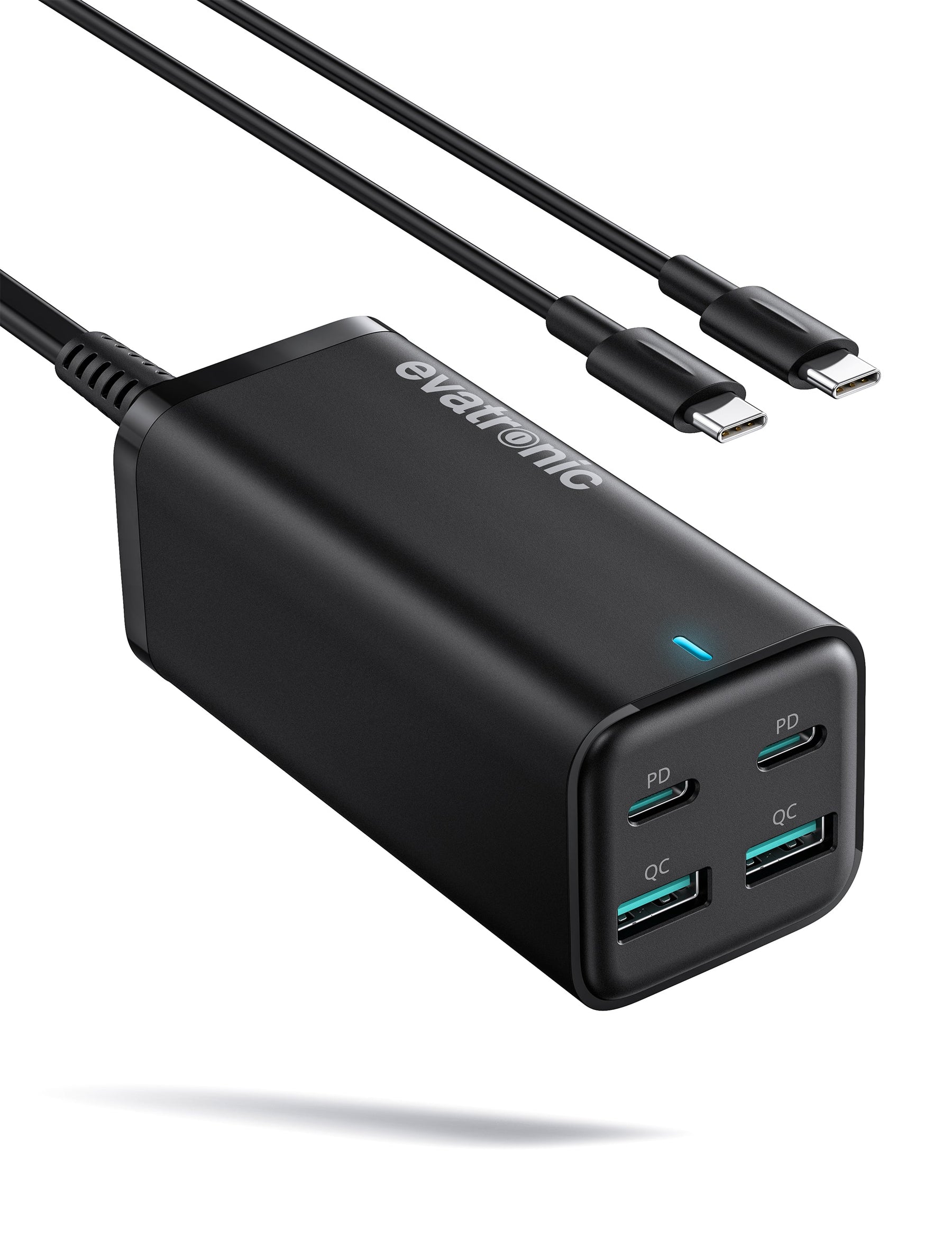 USB C Charger, Evatronic 100W 2 USB-C Ports PD Wall Charging Adapter
