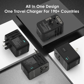 RAVPower RP-PC1043 GaN 75W Travel Adapter 6-Port PD Power Charger with 1 AC, 3 USB-C and 2 USB-A Ports