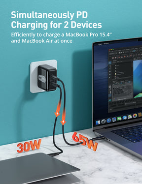 Evatronic ET-PC007 100W 2 USB-C Ports PD PPS Wall Charging Adapter