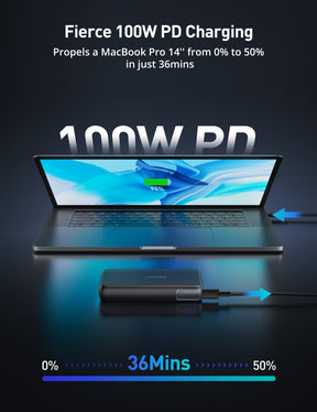 Alfox 30000mAh 100W 2-Port PD 3.0 + QC 3.0 Power Bank