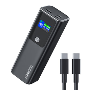 RAVPower 140W Portable Laptop Charger, 27000mAh Power Bank with 2 USB-C Output