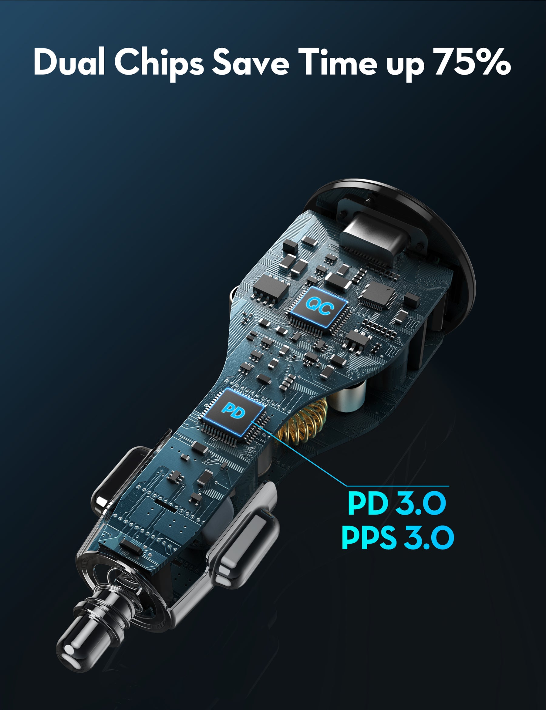 شاحن السيارة RP-VC1011 من RAVPower PD 100W 3 منافذ USB RP-VC1011