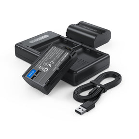 Battery Charger Set Compatible for Nikon, Evatronic 2-Pack 2100mAh Batteries with USB Cable